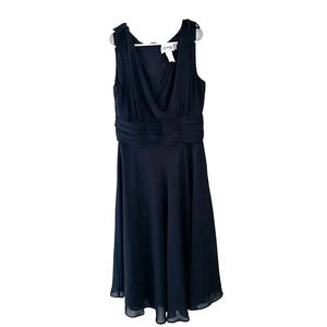 Vtg 90s DJ Summers Womens Black A Line Wrap Dress 10 Sleeveless Ruffled Chiffon